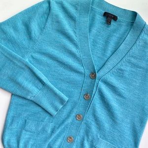 J Crew 100% merino v-neck cardigan teal